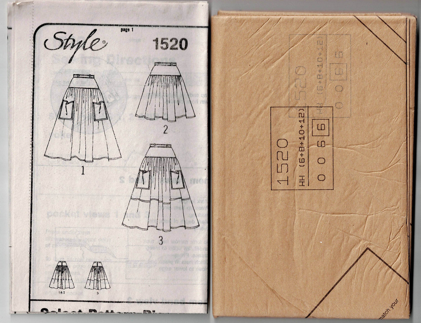 Style 1520 Womens Color Block Tiered Skirts 1980s Vintage Sewing Pattern Size 6 - 12 UNCUT Factory Folded