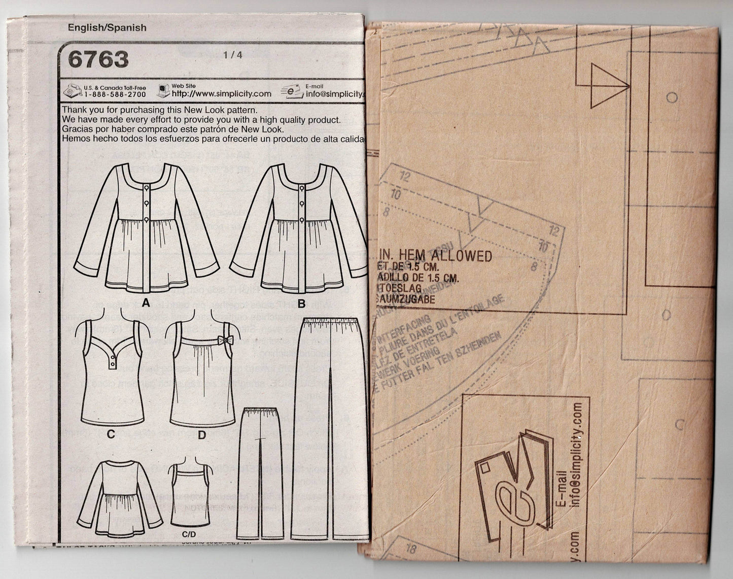 New Look 6763 Womens Stretch Top Tunic & Pants Out Of Print Sewing Pattern Size 8 - 18 UNCUT Factory Folded