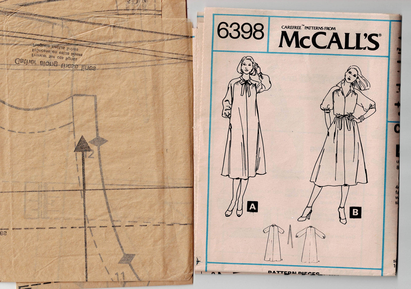 McCall's 6398 EASY Womens Gathered Shoulder Tent Dress 1970s Vintage Sewing Pattern Size 14 Bust 36 inches