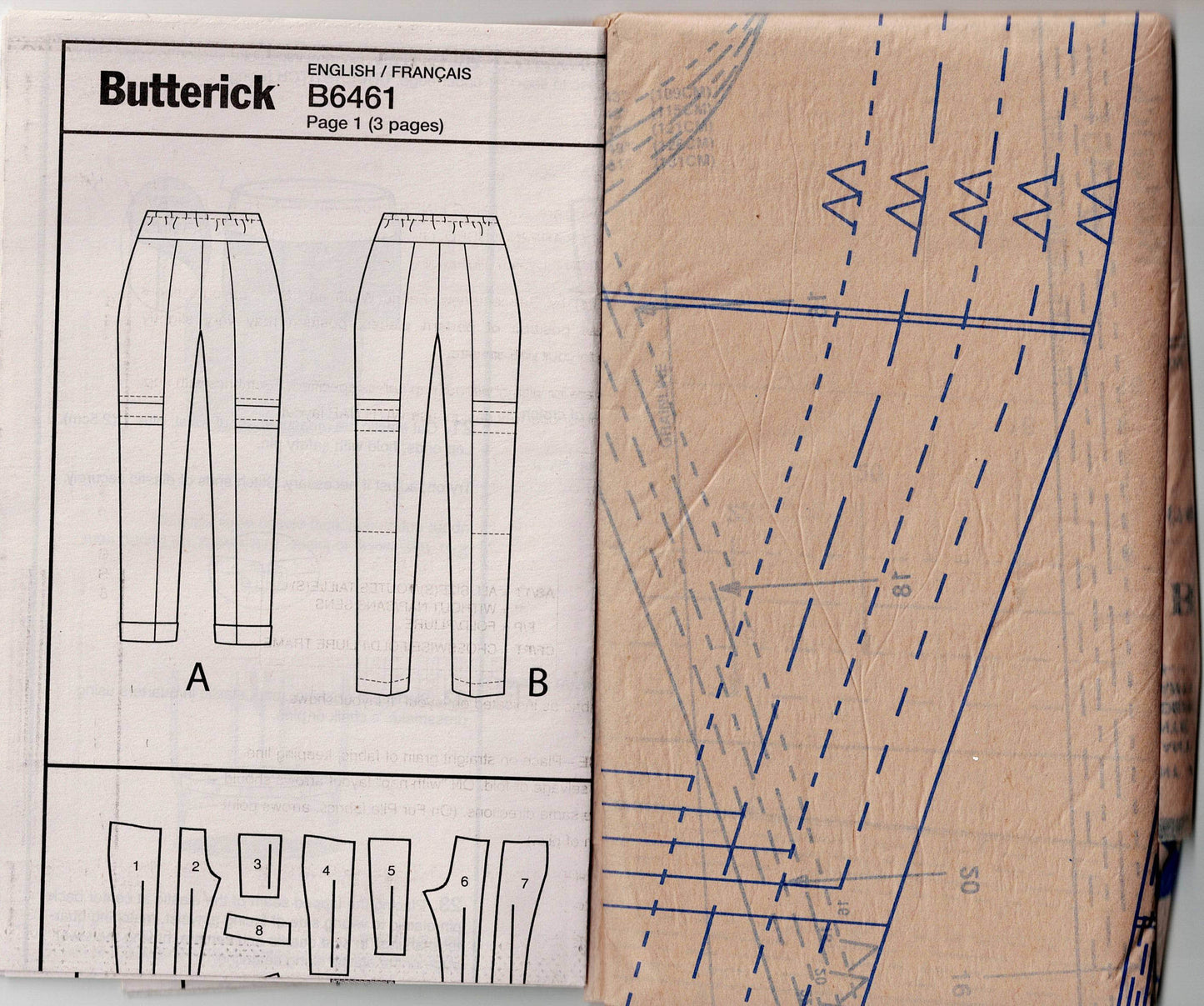 Patrón de costura de pantalón ajustado Butterick 6461 Katherine Tilton para mujer, agotado, talla 8-24, sin cortar, doblado de fábrica