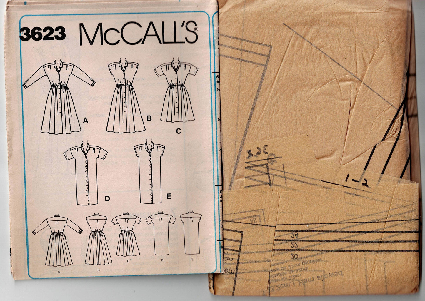 McCall's 3623 Womens Classic Shirtdresses 1980s Vintage Sewing Pattern Size 20 - 24 UNCUT Factory Folded