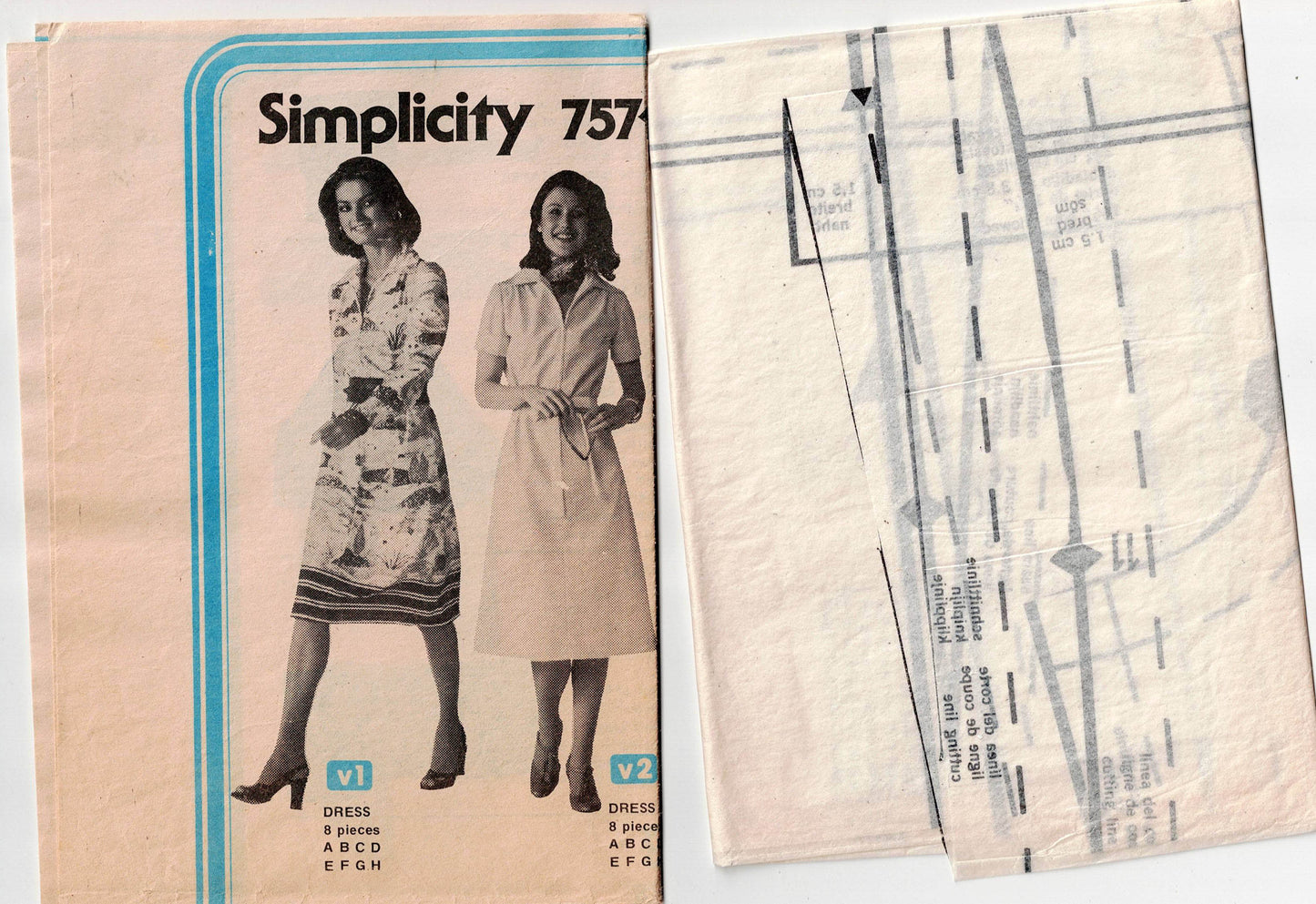 Simplicity 7571 Womens JIFFY Zip Front Shirtdress 1970s Vintage Sewing Pattern Size 16 Bust 38 inches