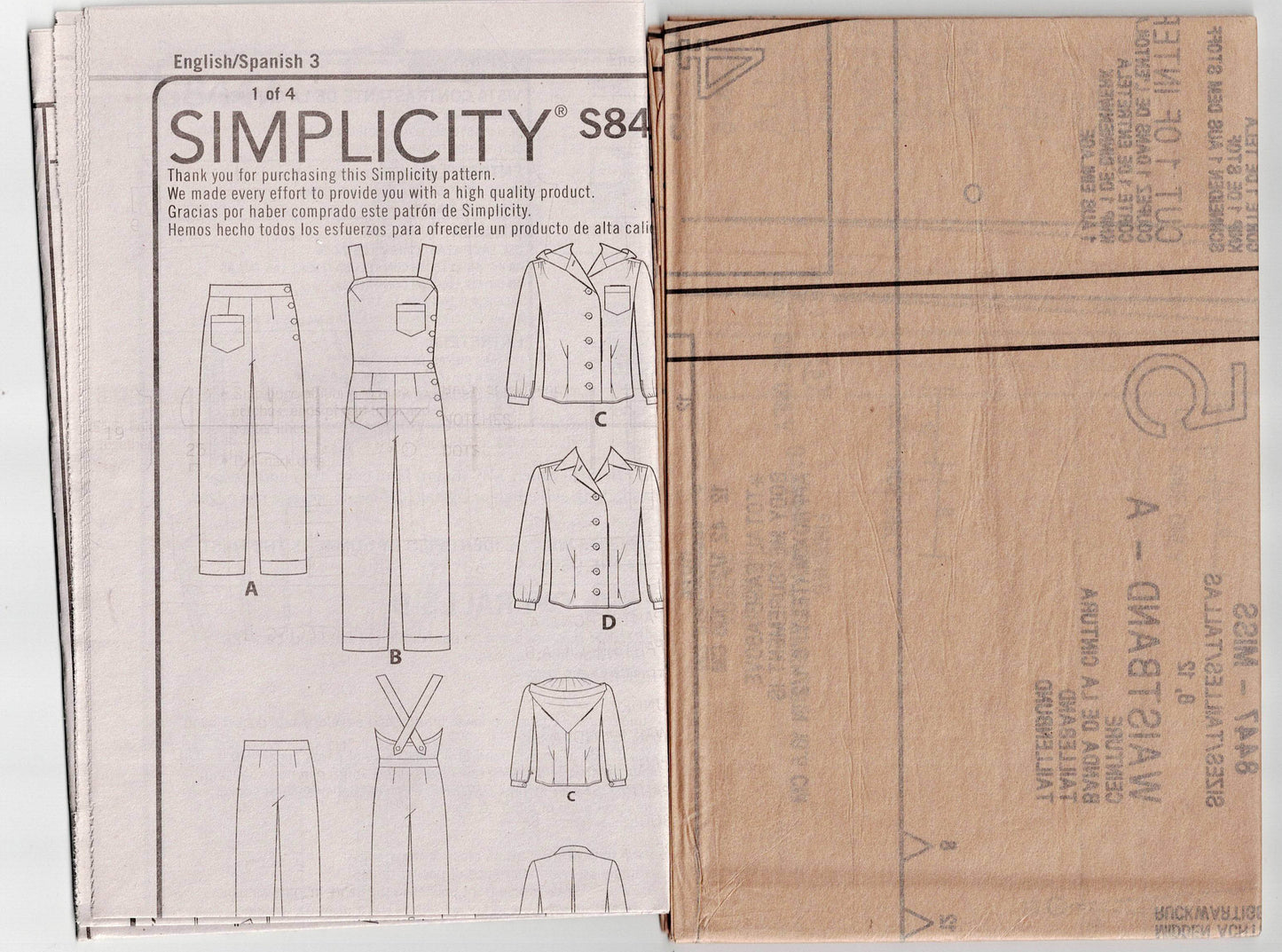 Simplicity 8447 Womens ROSIE RIVETER Style Overalls Pants & Blouse 1940s Reissued Sewing Pattern Size 6 - 14 or 16 - 24 UNCUT Factory Folded