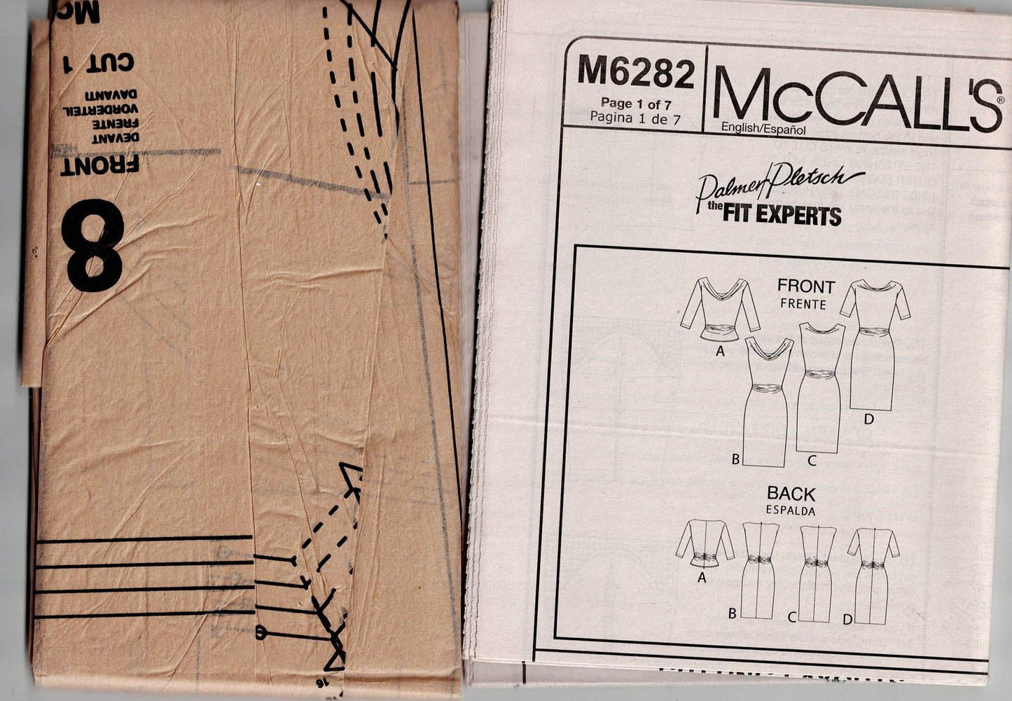 McCall's 6282 Palmer/Pletsch Draped Neck Dress & Top Out Of Print Sewing Pattern Sizes 16 - 22 UNCUT Factory Folded