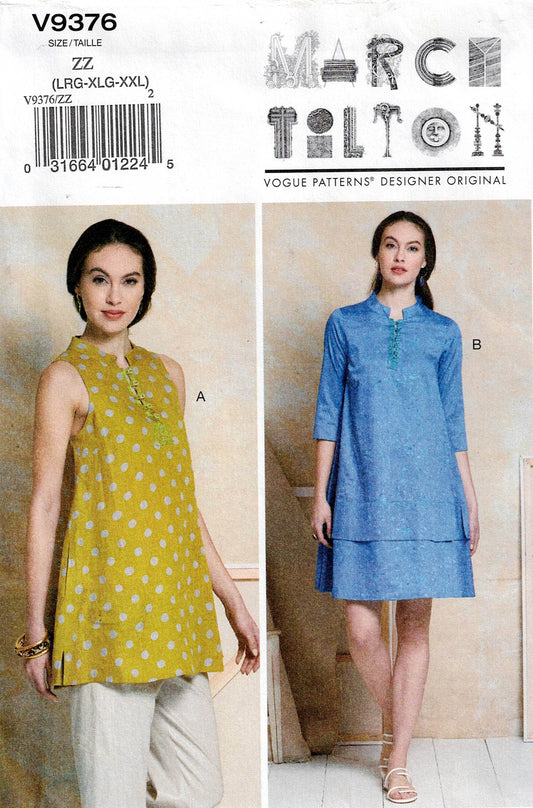 Vogue Designer Original V9376 MARCY TILTON Womens Flared Tunic and Dress Out Of Print Sewing Pattern Sizes L - XXL UNCUT Factory Folded