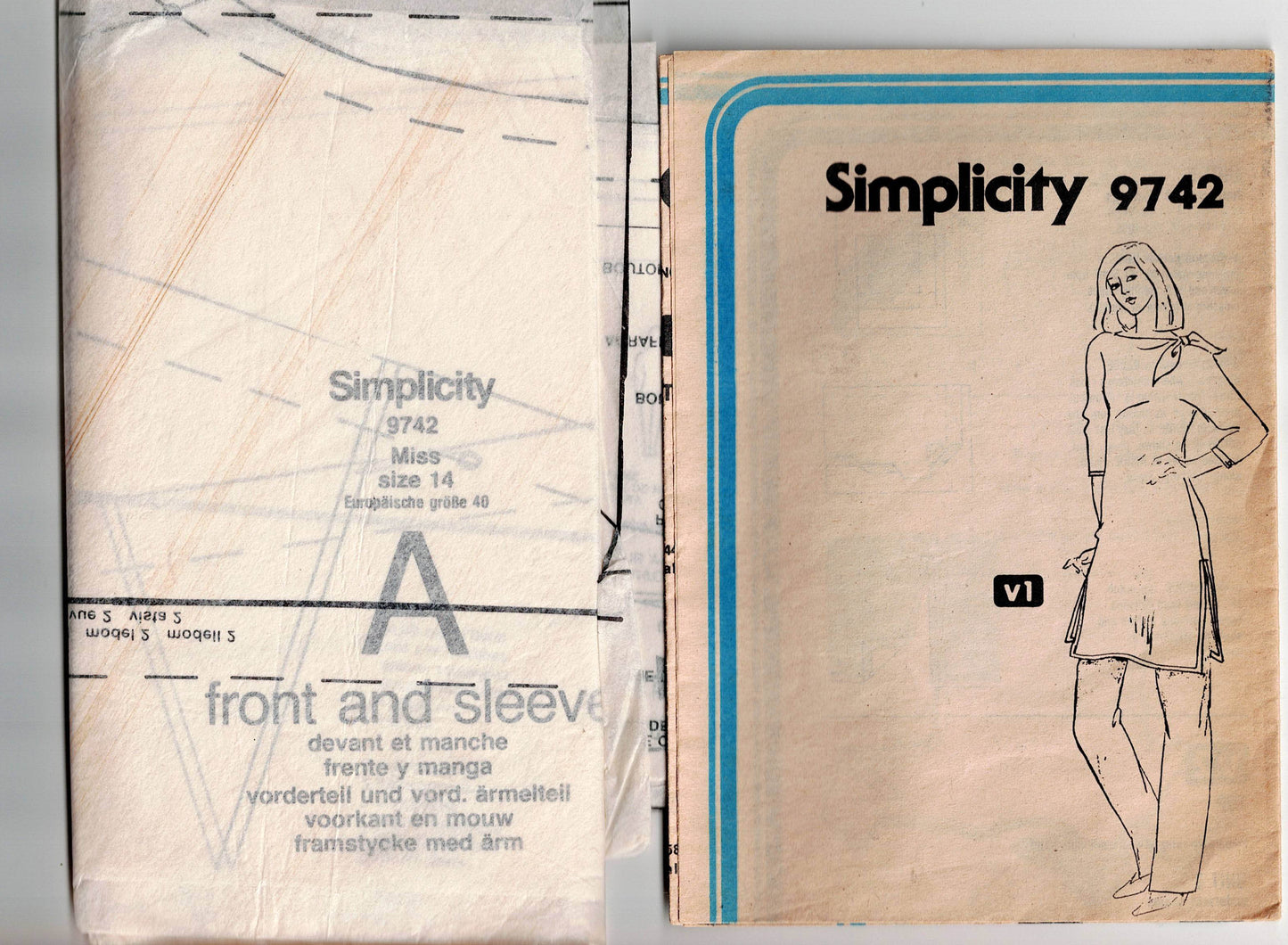 Simplicity 9742 Womens Asymmetric Tied Top or Tunic 1980s Vintage Sewing Pattern Size 14 Bust 36 inches