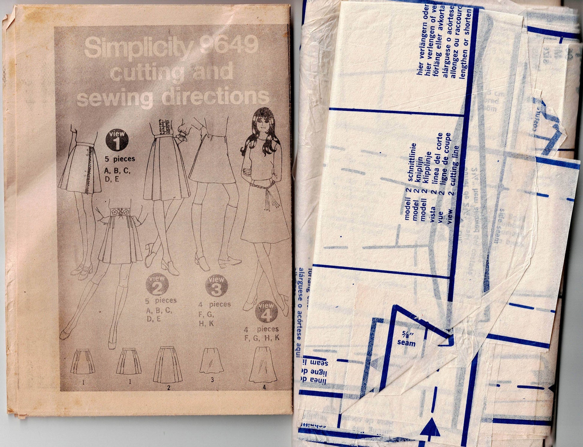 Simplicity 9649 Womens A Line Midi or Mini Skirts 1970s Vintage Paper ...