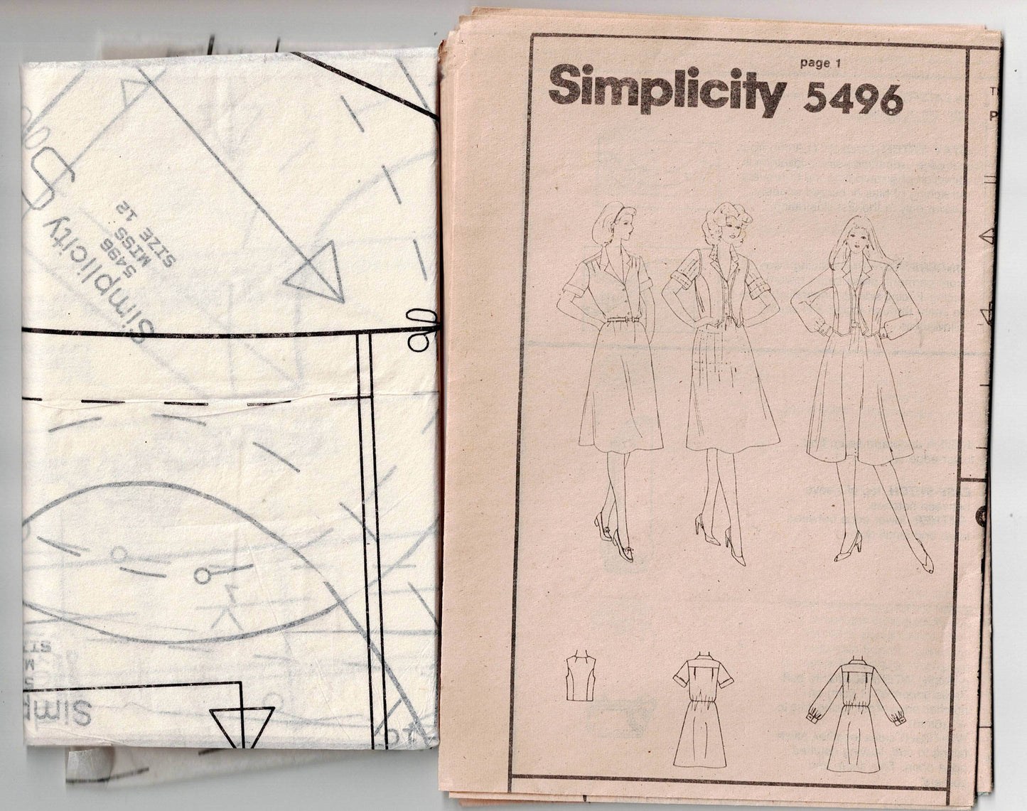 Simplicity 5496 Womens Pullover Shirtdress & Reversible Vest 1980s Vintage Sewing Pattern Size 12 Bust 34 Inches