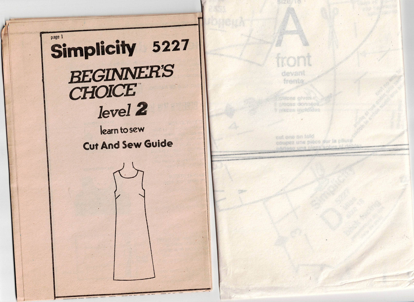 Simplicity 5227 Womens Slim Fitting Pinafore Jumper Dress 1980s Vintage Sewing Pattern Size 18 Bust 40 Inches UNCUT Factory Folded