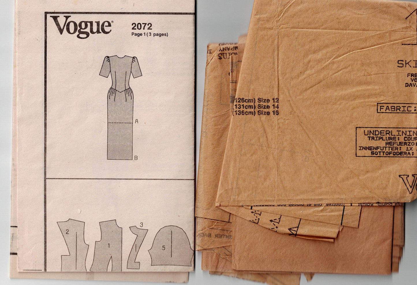 Vogue American Designer 2072 KASPER Womens Slim Fitting Evening Dress with Cutout Back 1980s Vintage Sewing Pattern Size 12 Bust 34 inches