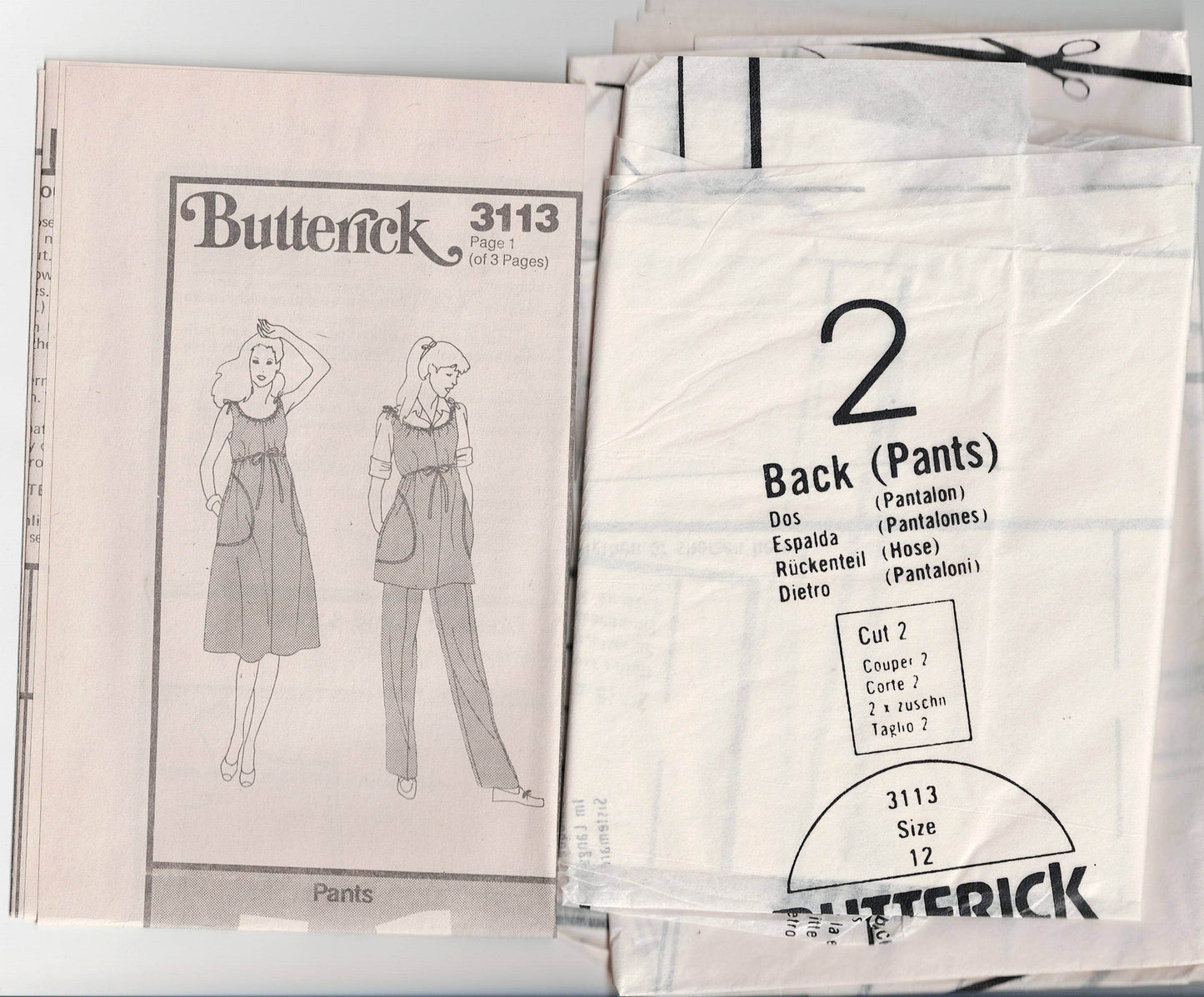 Butterick 3113 Womens Maternity Dress Tunic & Pants 1980s Vintage Sewing Pattern Size 12 Bust 34 Inches