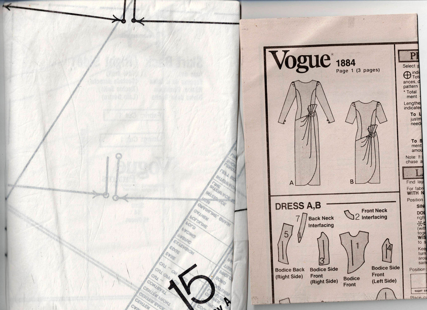 Vogue Designer Original 1884 BELLVILLE SASSOON Womens Asymmetric Draped Evening Cocktail Prom Formal Gown 1980s Vintage Sewing Pattern Size 14 UNCUT Factory Folded