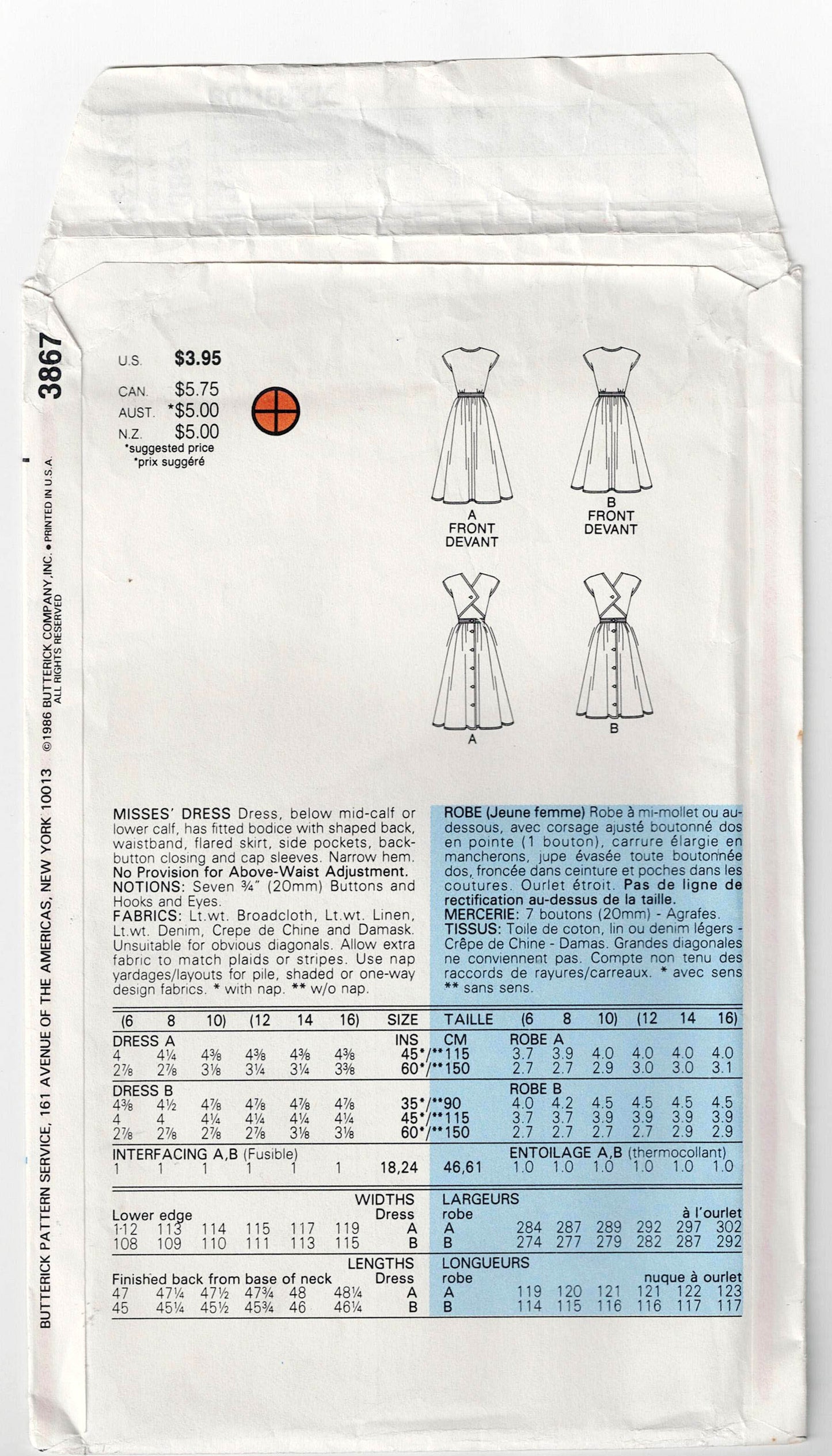 Butterick 3867 Womens Back Buttoned Cut Out Sundress 1980s Vintage Sewing Pattern Sizes 12 Bust 34 Inches