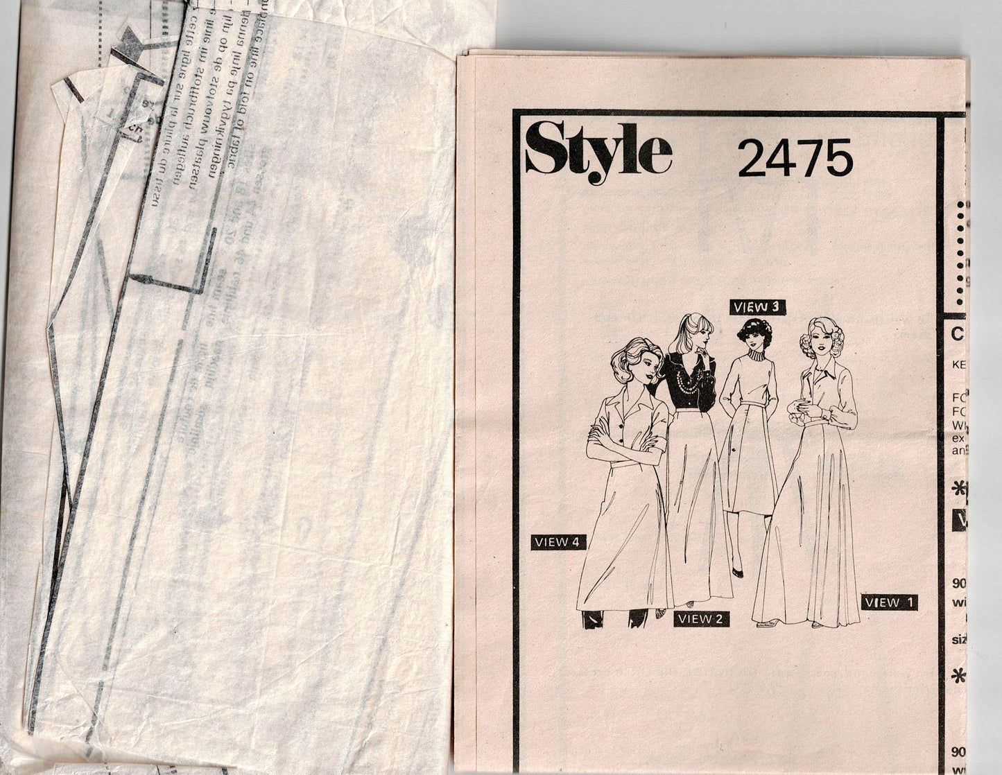 Style 2475 Womens Classic Flared Skirts in 4 Styles 1970s Vintage Sewing Pattern Size 18 & 20