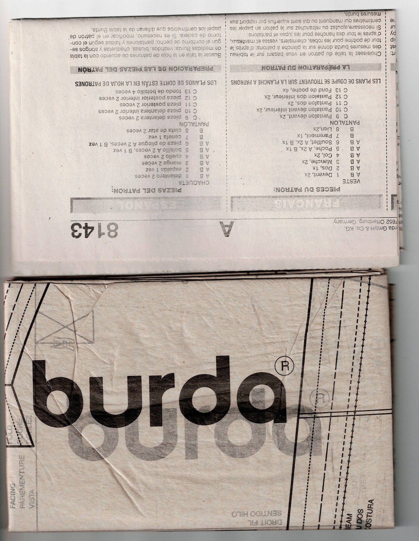 Burda 8143 Womens Wide Draped Asymmetric Top & Pants Out Of Print Sewing Pattern Sizes 14 - 32 UNCUT Factory Folded