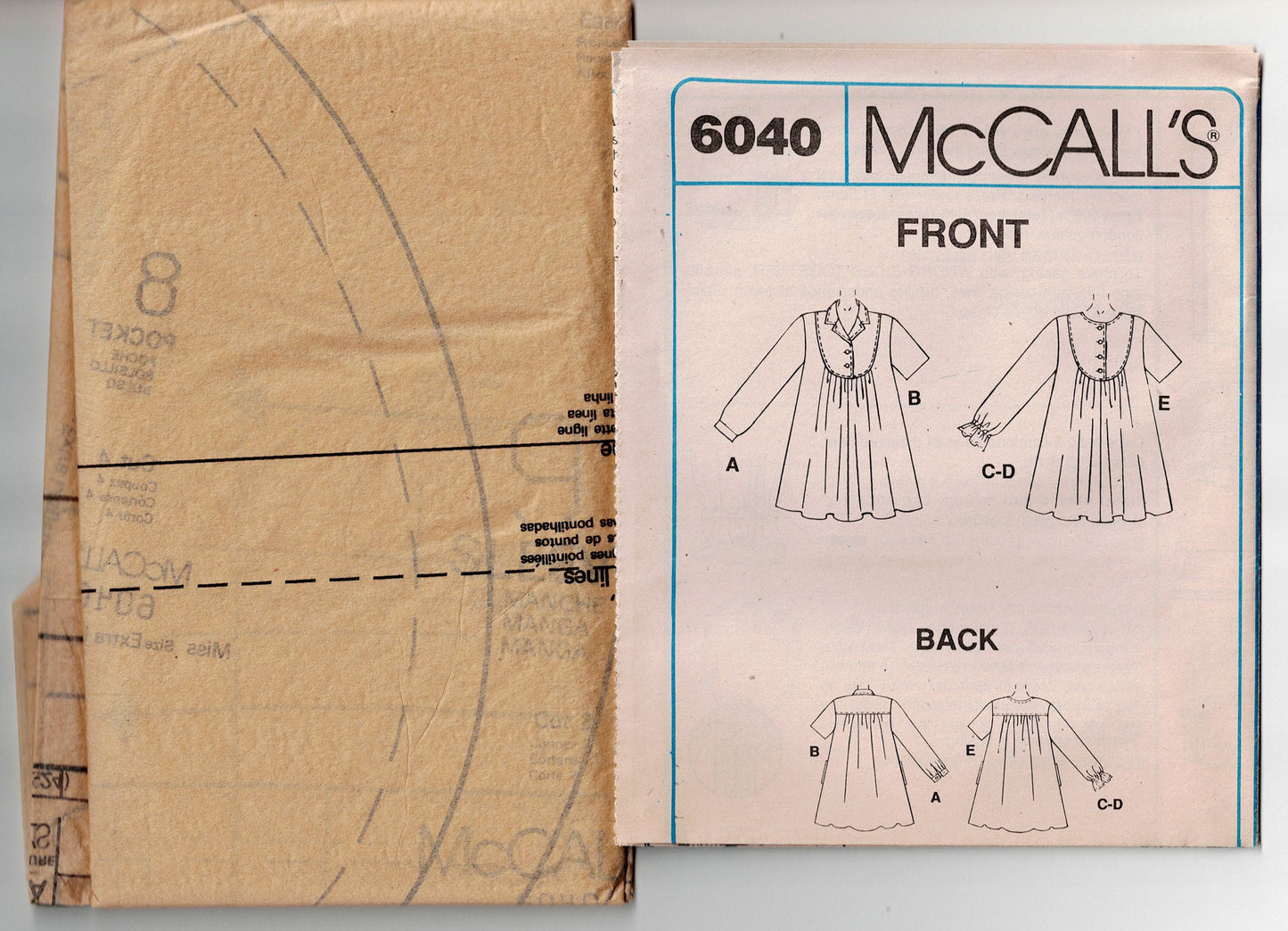 McCall's 6040 Womens Gathered Yoked Tunic Tops Out Of Print Sewing Pattern Size 22 - 24 UNCUT Factory Folded