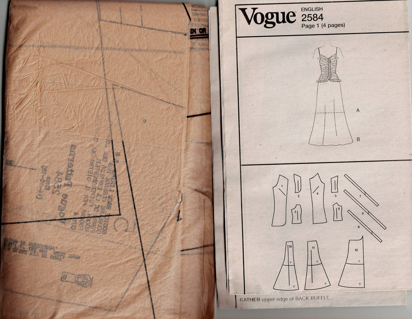 Vogue American Designer 2584 OSCAR DE LA RENTA Womens Drop Waisted Boned Bodice Evening Dress Out Of Print Sewing Pattern Size 14 - 18 UNCUT Factory Folded