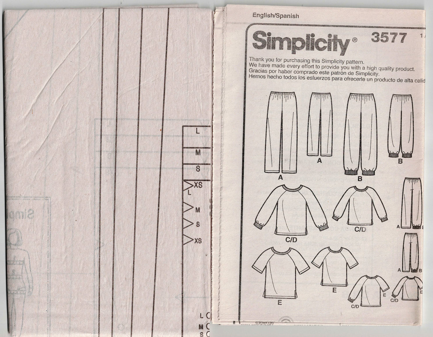 Simplicity 3577 UNISEX Family Pyjamas Out Of Print Sewing Pattern ALL SIZES UNCUT Factory Folded