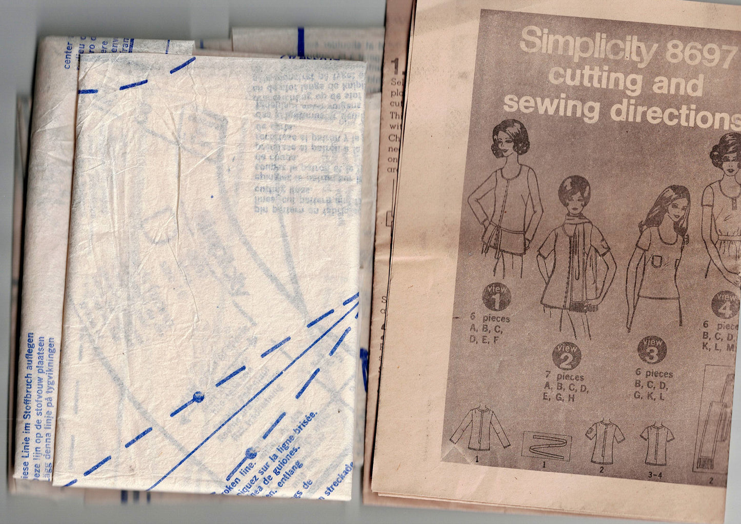 Simplicity 8697 Womens Fitted Top & Scarf 1970s Vintage Sewing Pattern Size 16 Bust 38 inches