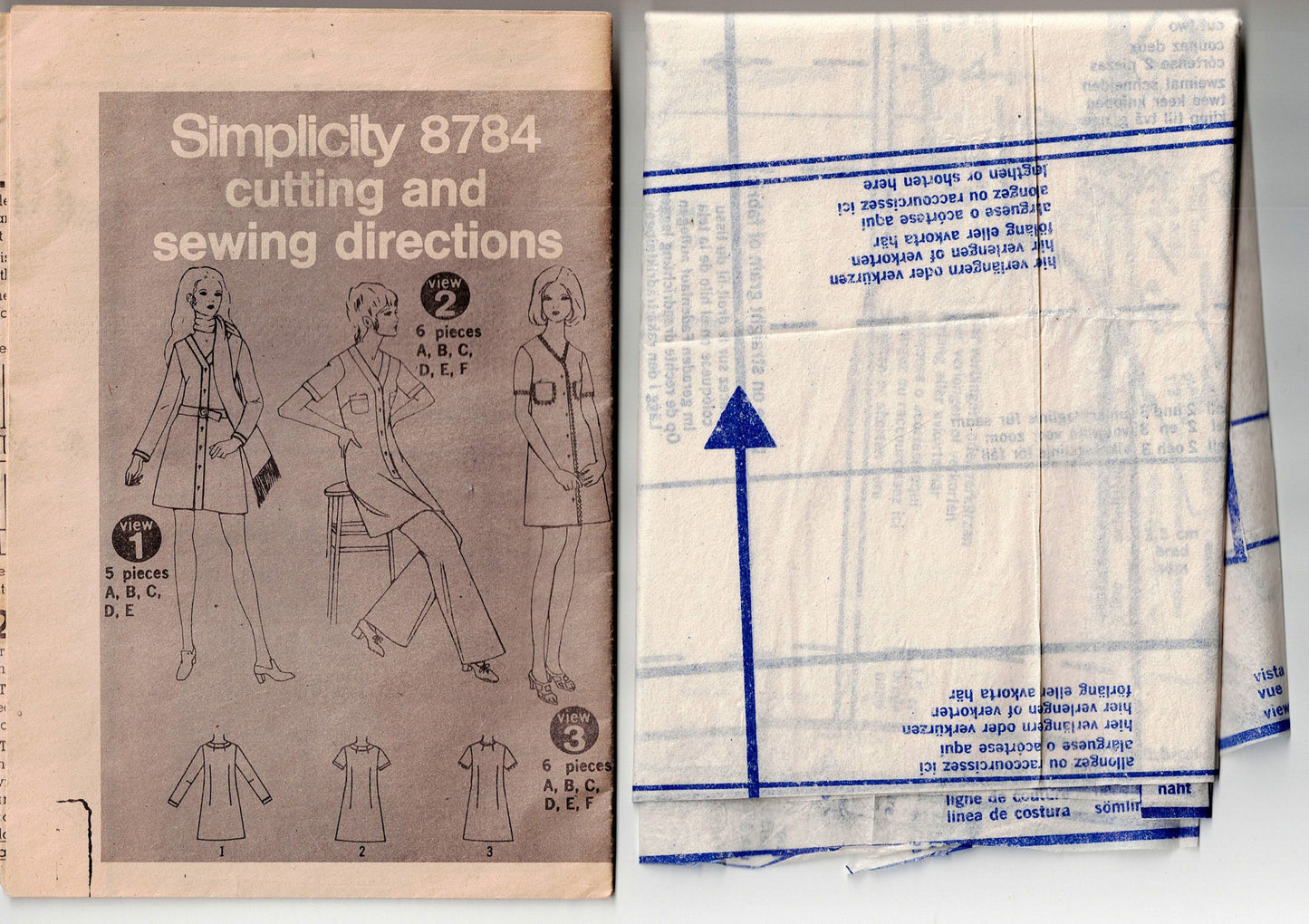 Simplicity 8784 Womens EASY Cardigan Dress 1970s Vintage Sewing Pattern Size 12 Bust 34 inches