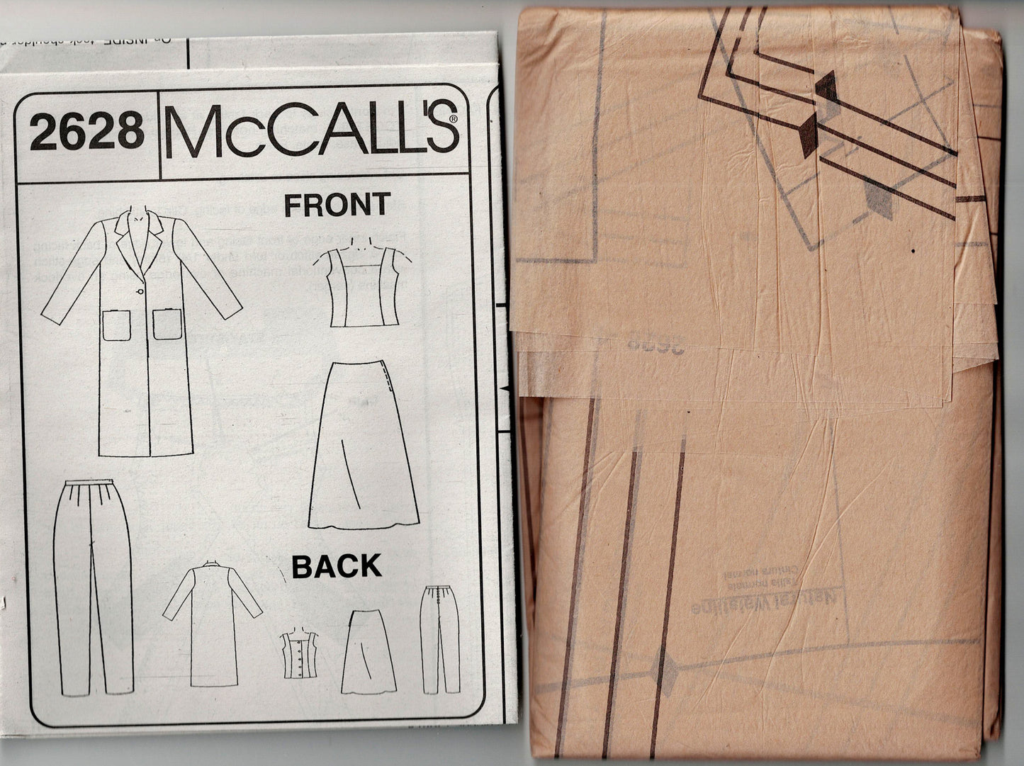 McCall's 2628 Womens Non Stop Wardrobe Duster Coat Top Pants & Skirt Out Of Print Sewing Pattern Size 12 - 16 UNCUT Factory Folded