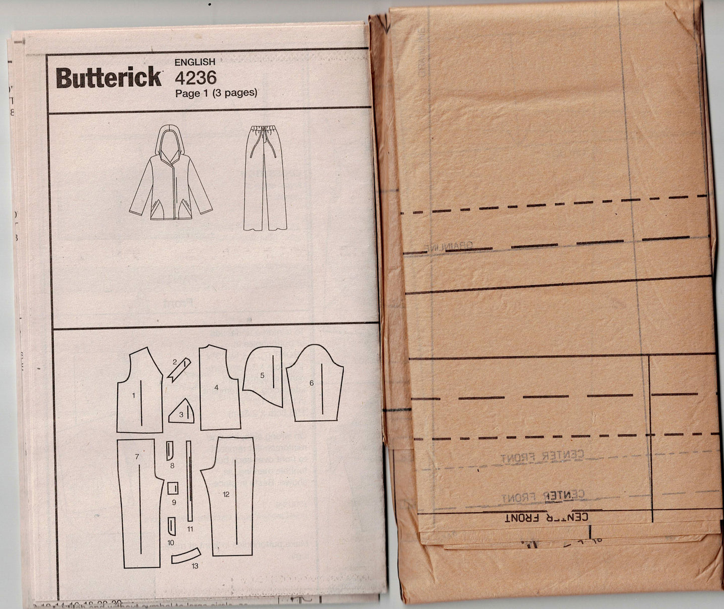 Butterick 4236 ELLEN TRACY Womens Casual Hoodie Jacket & Pants Out Of Print Sewing Pattern Size 18 - 22 UNCUT Factory Folded
