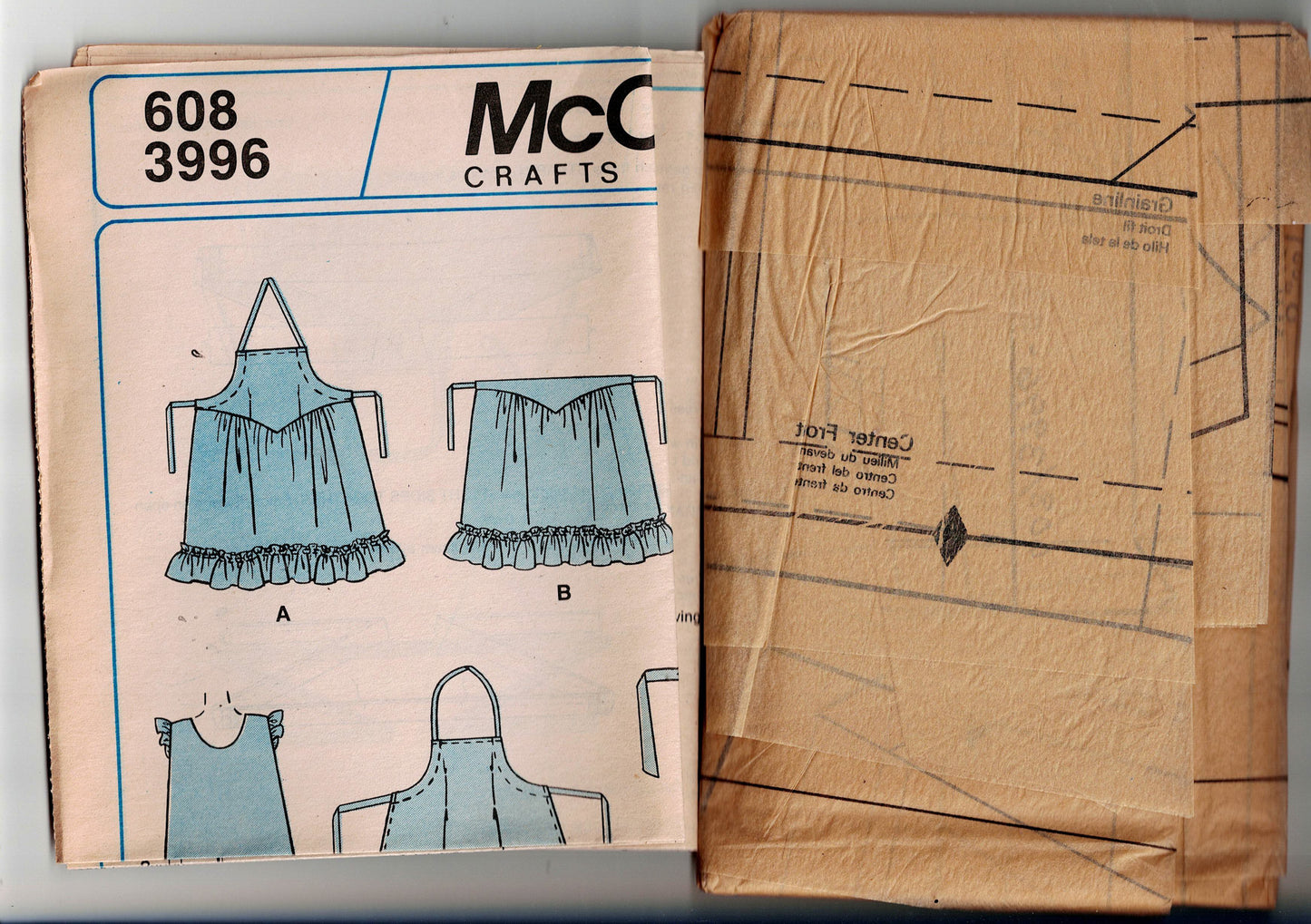 McCall 3996 Womens Frilly Kitchen Aprons 1980s Vintage Sewing Pattern UNCUT Factory Folded