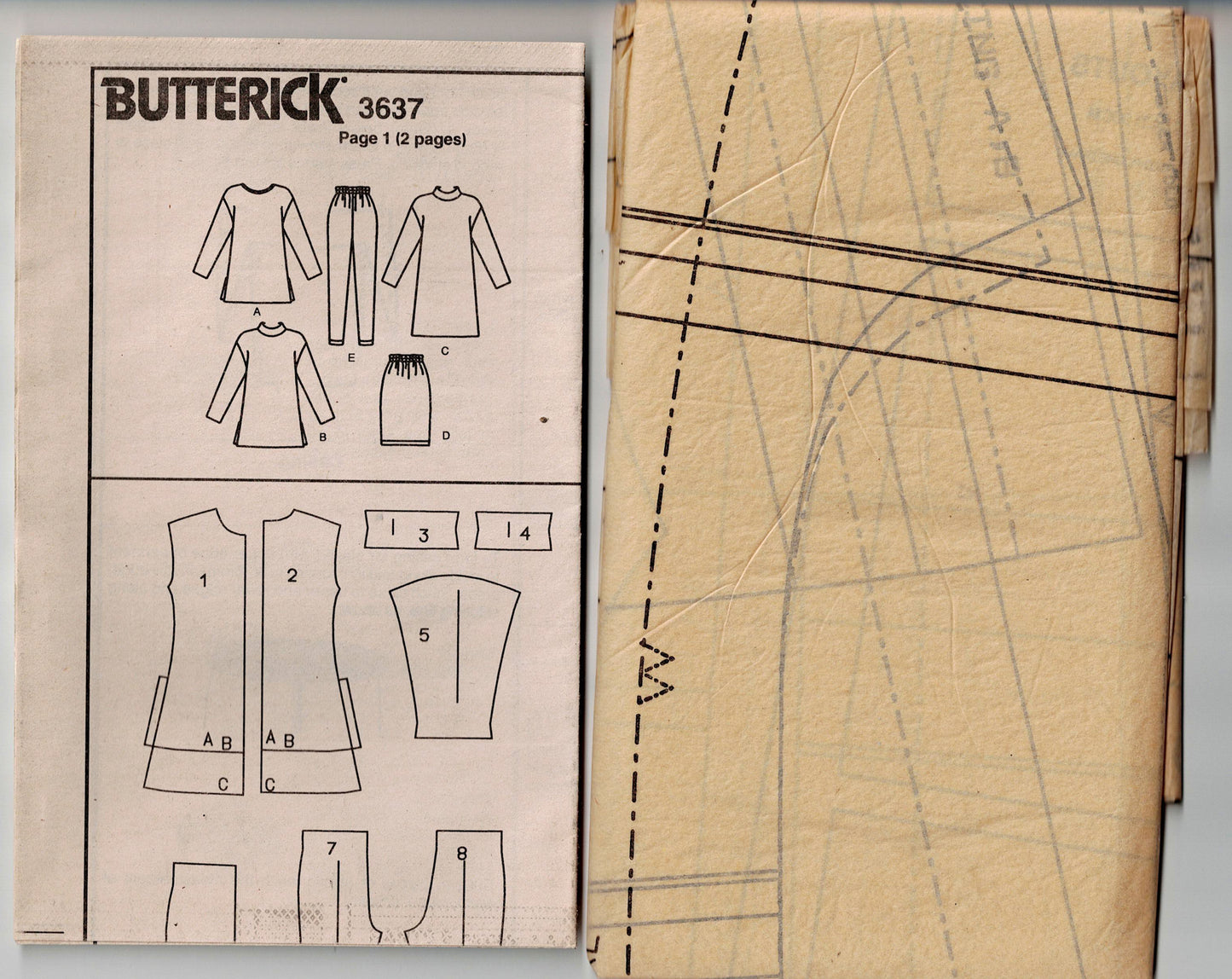 Butterick 3637 Womens Stretch Knit Separates Wardrobe Out Of Print Sewing Pattern Sizes L-XL UNCUT Factory Folded