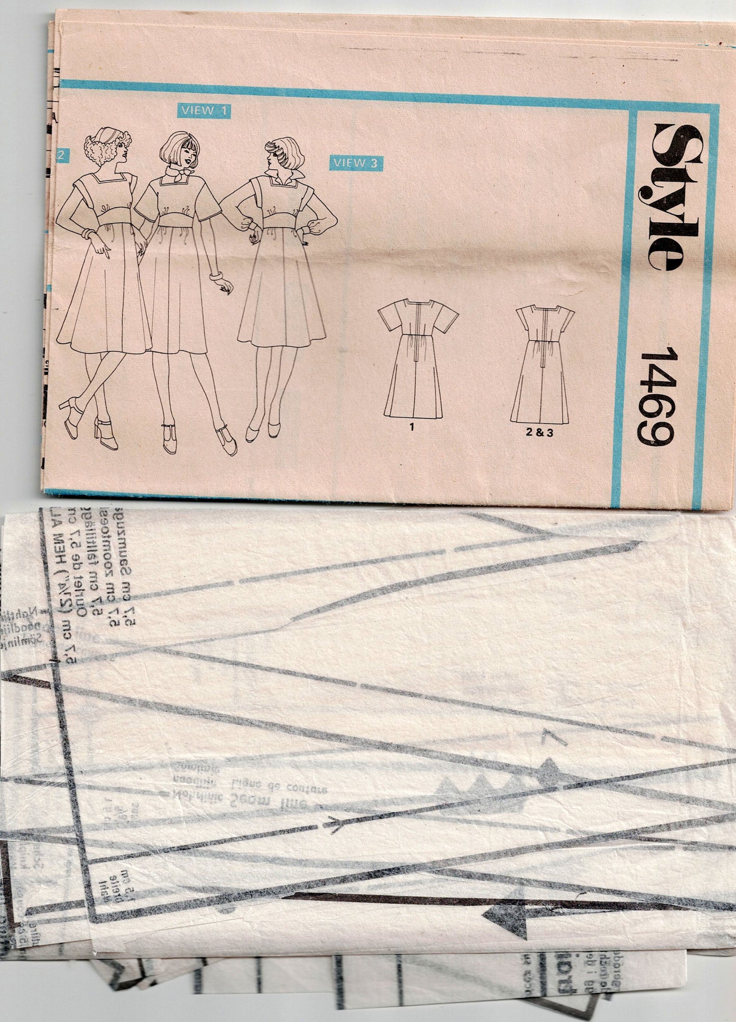 Style 1469 Womens High Waisted Midriff Band Dress 1970s Vintage Sewing Pattern Size 12 Bust 34 Inches