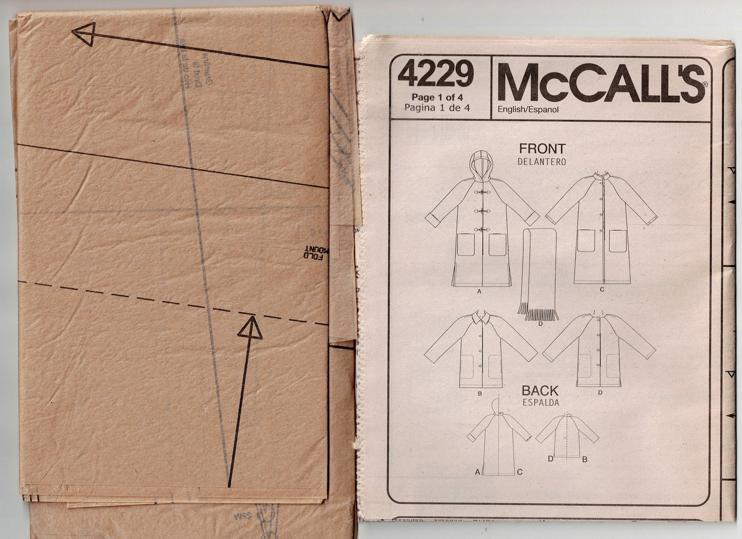McCall's 4229 Womens EASY 3 Hour Coat Jacket & Scarf Out Of Print Sewing Pattern Size 18W - 24W UNCUT Factory Folded