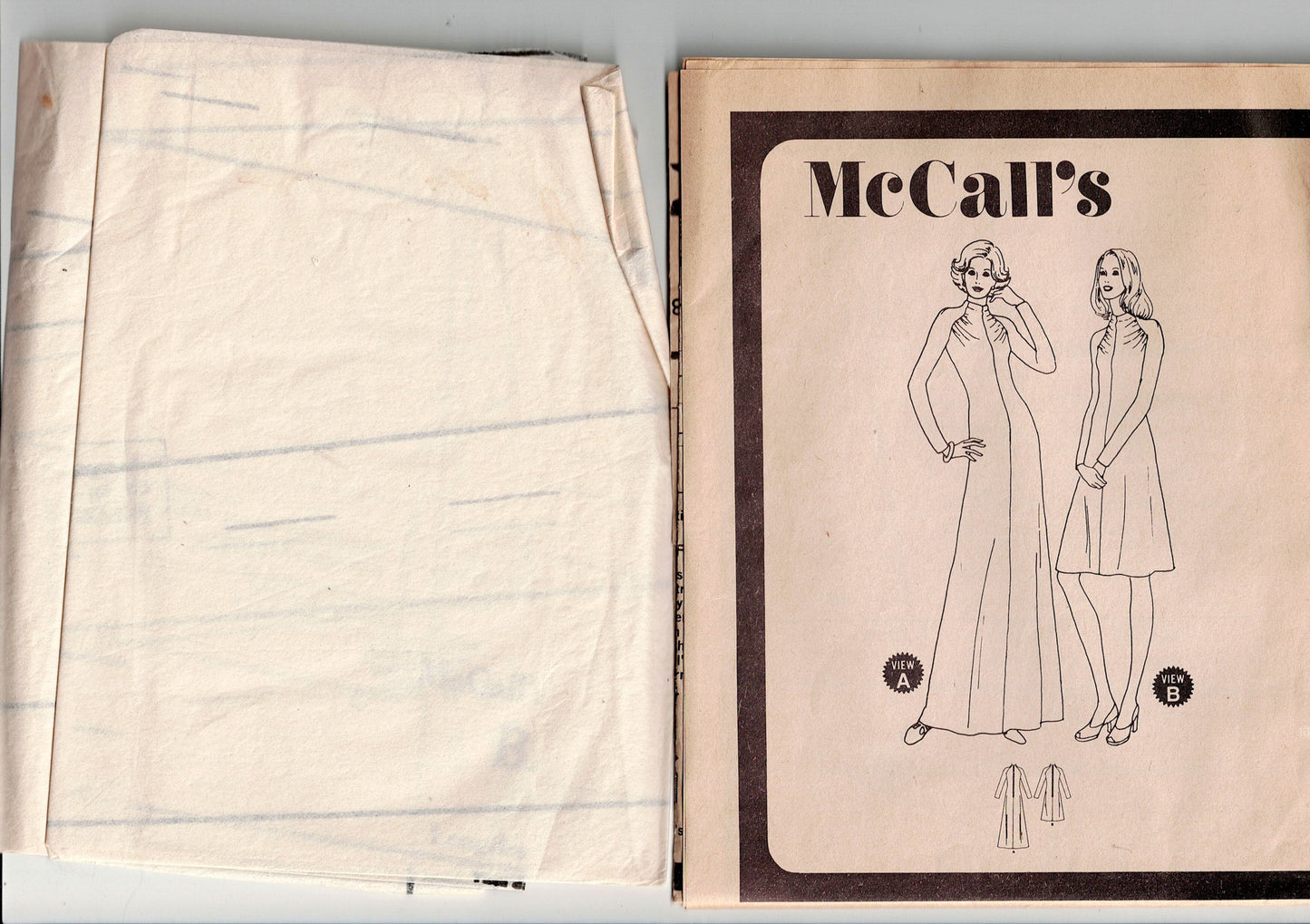 McCall's 3875 Misses Stretch Knit Ruched Bodice Evening Dress 1970s Vintage Sewing Pattern Size 10 Bust 32.5 Inches