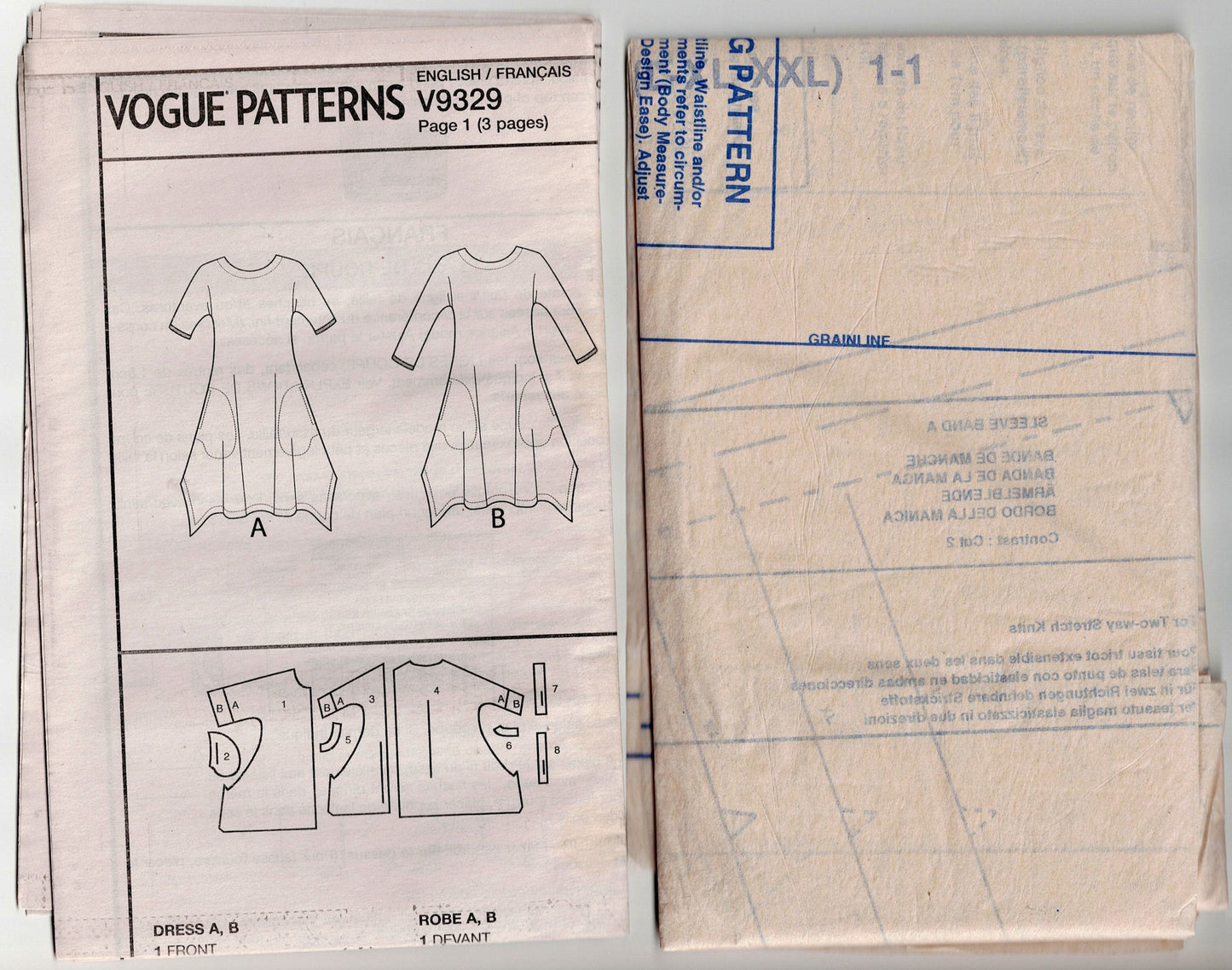 Vogue Designer Original 9329 MARCY TILTON Womens 2 Way Stretch Pullover Dress Out Of Print Sewing Pattern Size L - XXL UNCUT Factory Folded