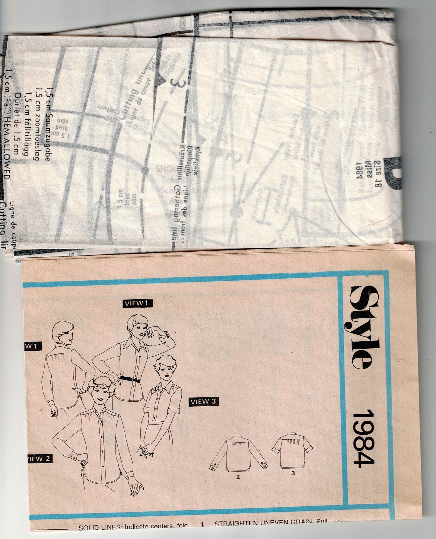 Style 1984 Womens Classic Shirts 1970s Vintage Sewing Pattern Size 16 or 18 Bust 38 or 40 Inches
