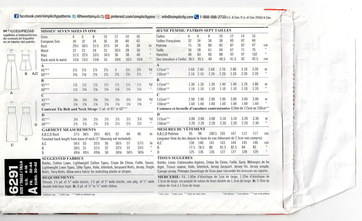 New Look 6291 Womens EASY Strapless Dress & Jumpsuit Out Of Print Sewing Pattern Size 4 - 16 UNCUT Factory Folded