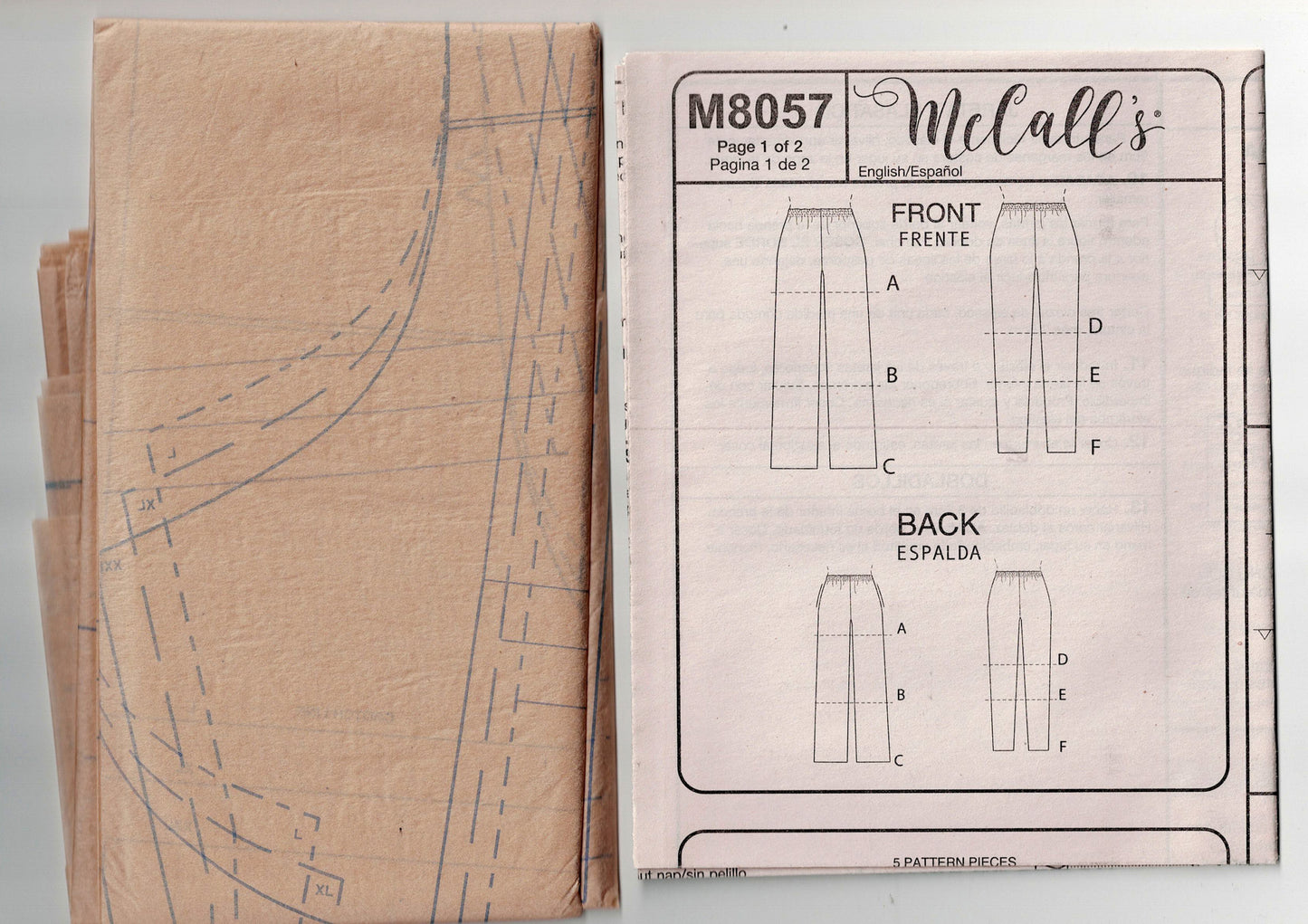 McCall's 8057 #EmilyMcCalls Womens EASY Elastic Waist Pants or Shorts Sewing Pattern Sizes L - XXL UNCUT Factory Folded