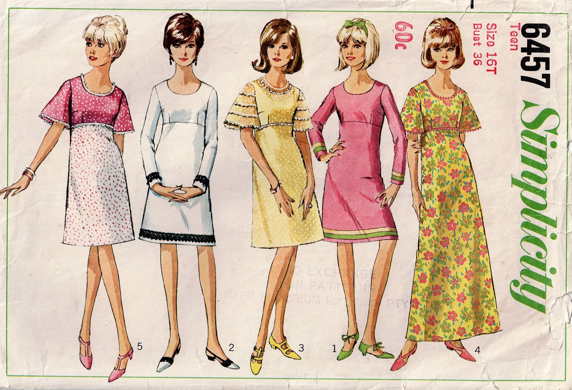 Simplicity 6457 Teens Empire Waisted A Line Dress 1960s Vintage Paper All The Precious Things Simplicity 6457 Teens Empire Waisted A Line Dress 1960s Vintage Paper All The Precious Things