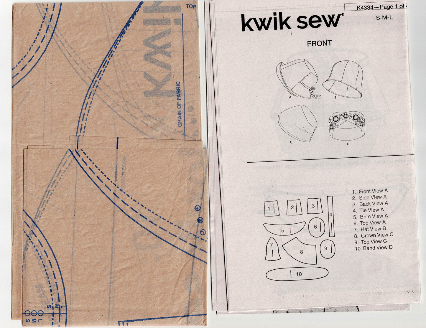 Kwik Sew 4334 Womens Hats & Headband Out Of Print Sewing Pattern All Sizes UNCUT Factory Folded