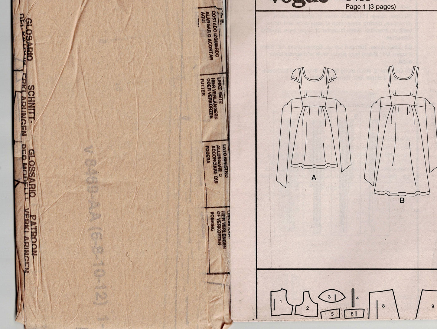 Vogue 8469 Womens Scoop Neck Dress with Midriff Ties Out Of Print Sewing Pattern Size 6 - 12 UNCUT Factory Folded