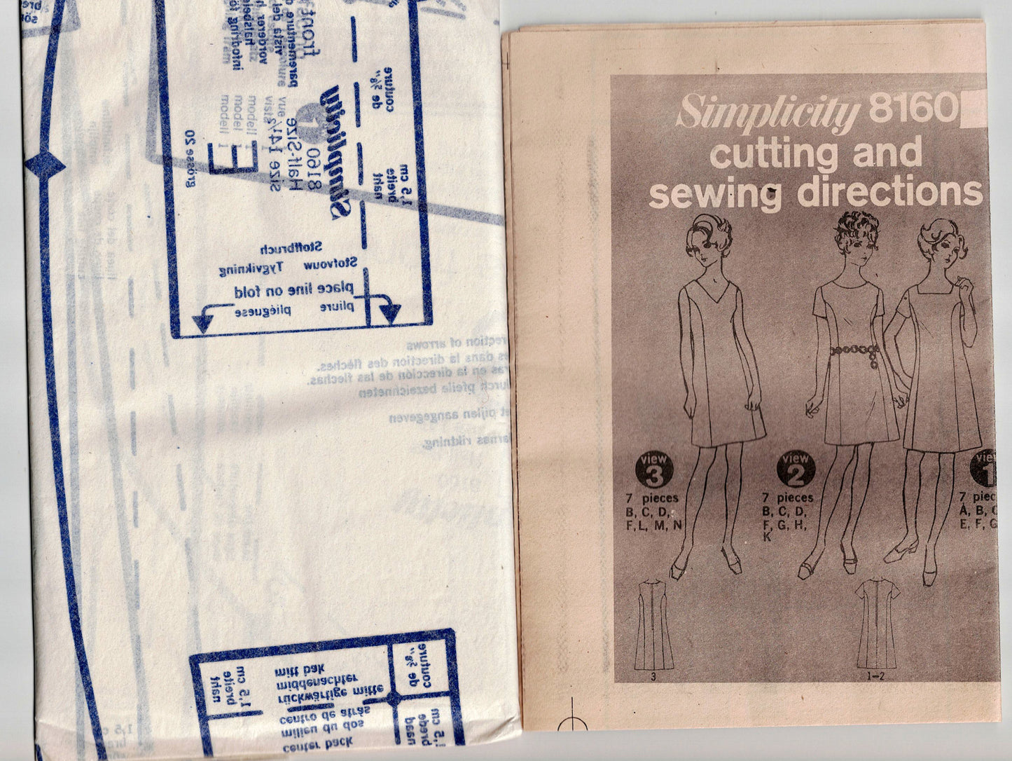 Simplicity 8160 Womens Half Size Princess Dresses 1960s Vintage Sewing Pattern Bust 37 inches UNCUT Factory Folded