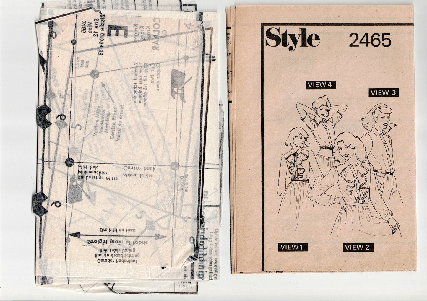 Style 2465 Womens Flounced Front Blouses 1970s Vintage Sewing Pattern Size 12 Bust 34 inches