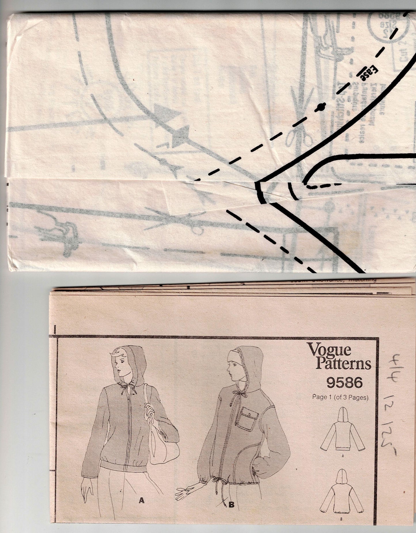 Vogue 9586 Womens Stretch Knit Classic Zip Front Hoodie or Jacket 1970s Vintage Sewing Pattern Size 12 Bust 34 inches UNCUT Factory Folded