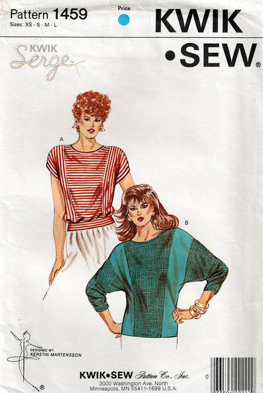 Kwik Sew 1459 pattern packaging with two models wearing top designs.