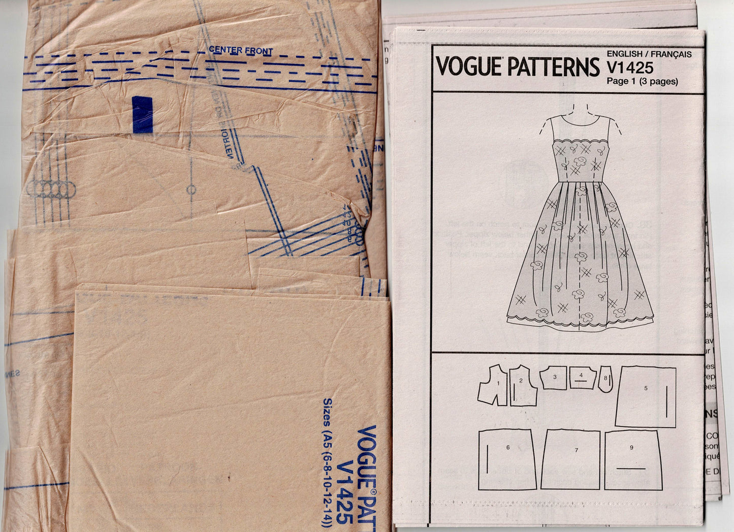 Vogue American Designer 1425 PAMELA ROLLAND Womens Evening Dress with Lace Overlay Out Of Print Sewing Pattern Size 6 - 14 UNCUT Factory Folded