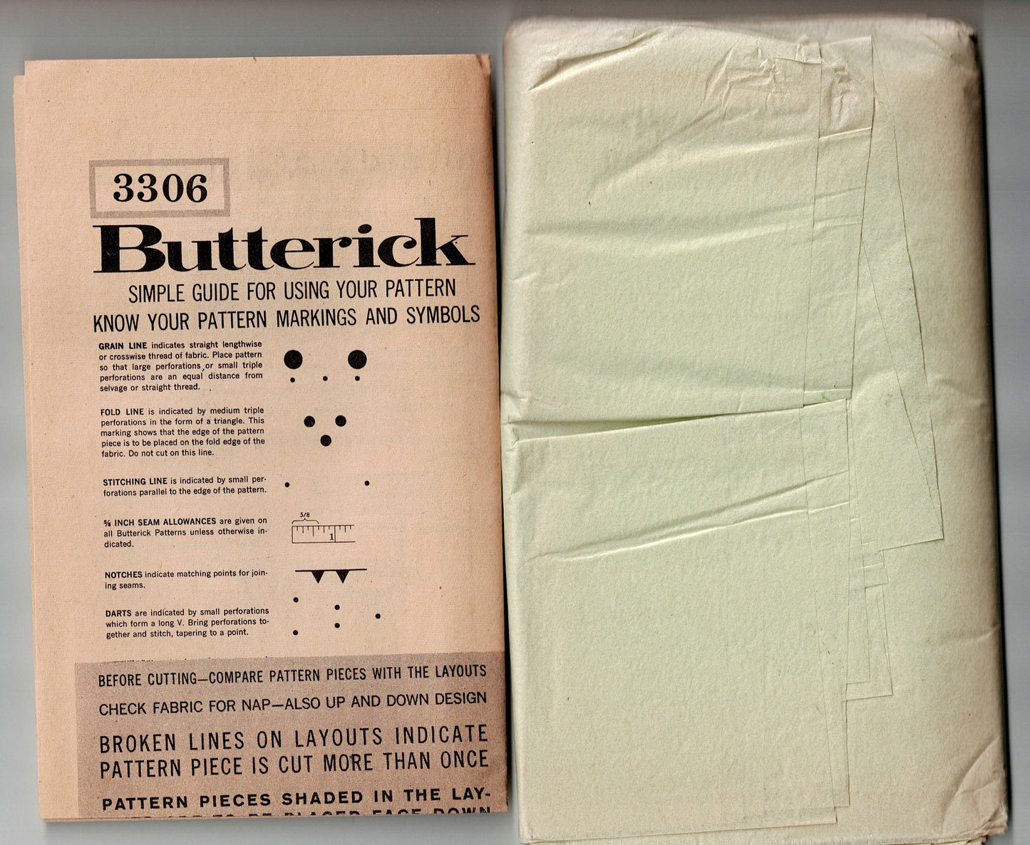 Butterick 3306 Womens Holiday Half Aprons 1960s Vintage Sewing Pattern One Size UNUSED Factory Folded