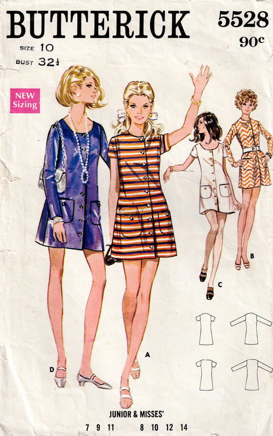 Butterick 5528 pattern envelope with vintage dress designs and models.