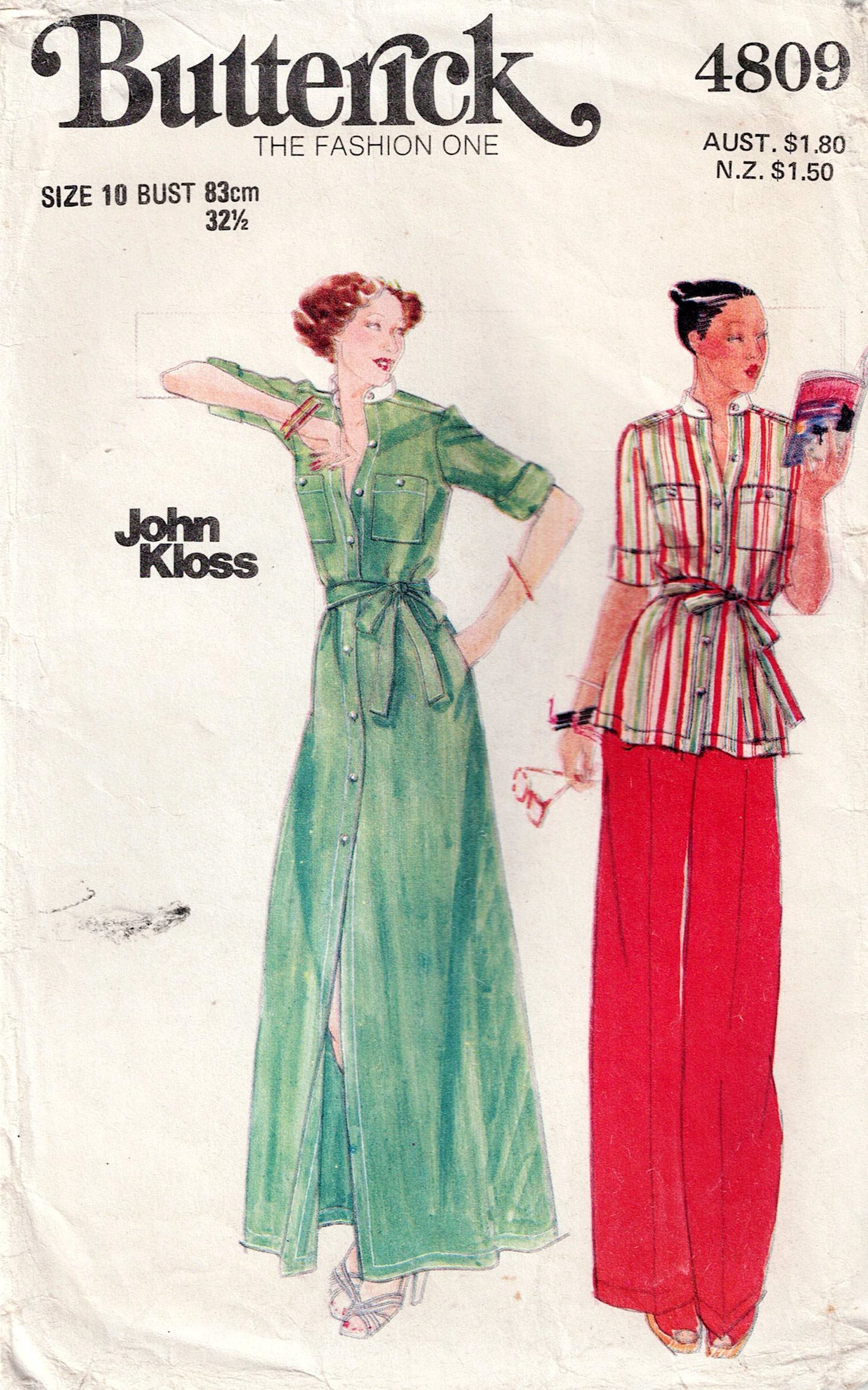 Butterick 4809 pattern cover with two women modeling clothing, featuring John Kloss designs.