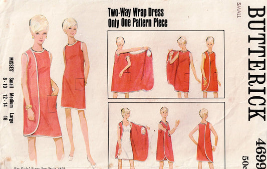 Butterick 4699 pattern for a two-way wrap dress with model illustrations.