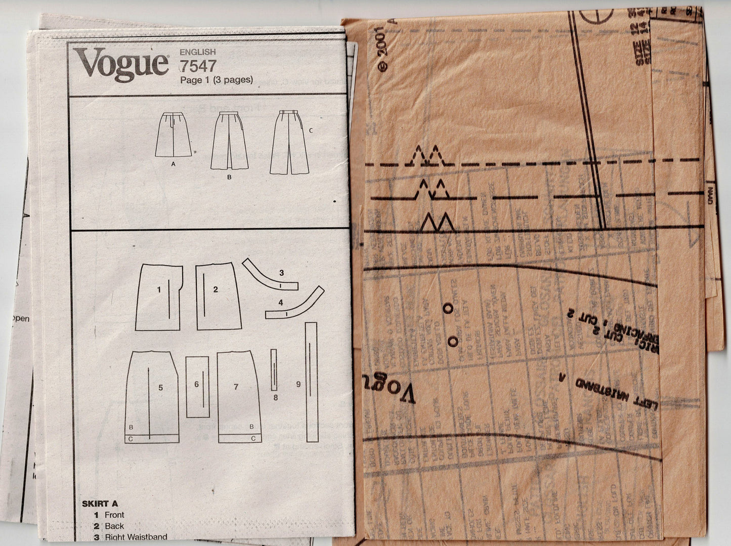 Vogue 7547 Womens Classic A Line Skirts Out Of Print Sewing Pattern Size 12 - 16 UNCUT Factory Folded