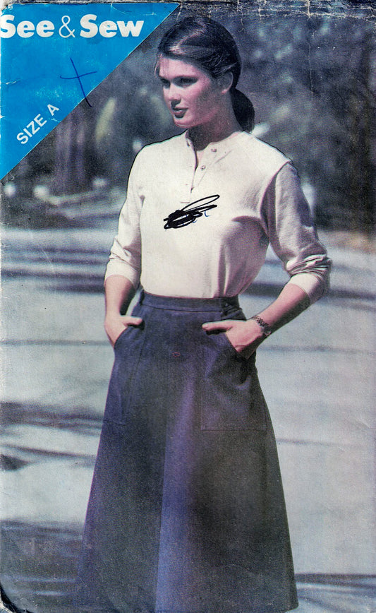 Butterick 3095
Vintage sewing pattern cover with a woman modeling a outfit, featuring 'See & Sew' branding.