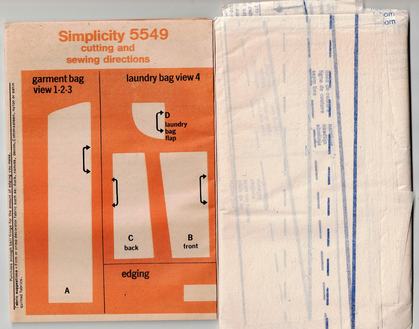 Simplicity 5549 Retro Wardrobe Organisers 1970s Vintage Sewing Pattern UNCUT Factory Folded